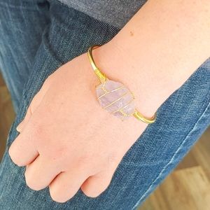 Crystal Quartz Natural Stone Bangle Bracelet